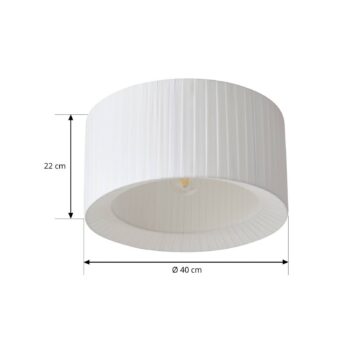 Lindby stropné svietidlo Virelle, biele, textil, Ø 40 cm, E27