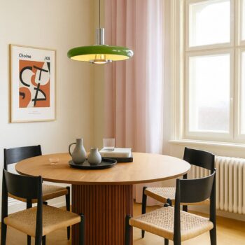 Lindby závesné svietidlo Branford, retro, Ø 35 cm, zelené, kov