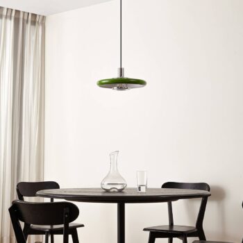 Lindby závesné svietidlo Branford, retro, Ø 35 cm, zelené, kov