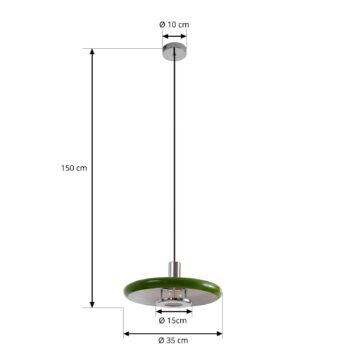 Lindby závesné svietidlo Branford, retro, Ø 35 cm, zelené, kov