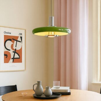 Lindby závesné svietidlo Branford, retro, Ø 35 cm, zelené, kov
