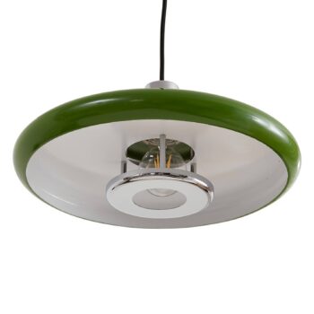Lindby závesné svietidlo Branford, retro, Ø 35 cm, zelené, kov