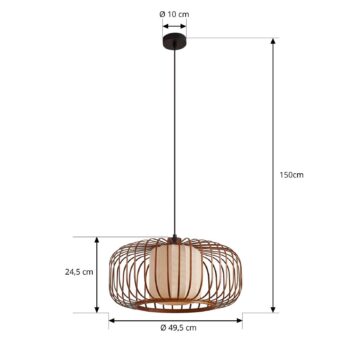 Lindby závesné svietidlo Davella, Ø 50 cm, bambus, textil