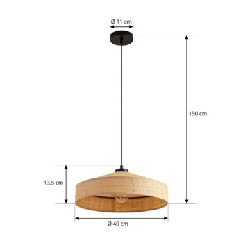 Lindby závesné svietidlo Haldor, ľan, tkané, prírodné, Ø 40 cm