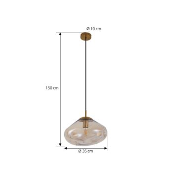Lindby závesné svietidlo Lelia, jantár, sklo, Ø 35 cm