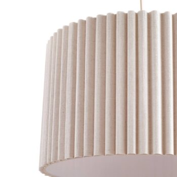 Lindby závesné svietidlo Libbie, Ø 45 cm, ľan, krémová farba