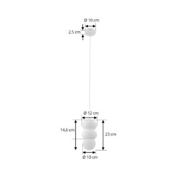 Lindby závesné svietidlo Nielson, Ø 12 cm, biela, sadra