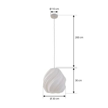 Lindby závesné svietidlo Nuvia, Ø 30 cm, biele, 3D tlač
