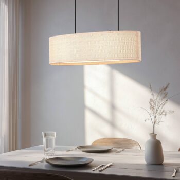 Lindby závesné svietidlo Soula, 78 cm, béžová, plast, E27