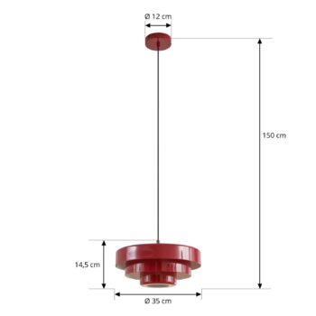 Lindby závesné svietidlo Tivra, červené, Ø 35 cm, kov, E27