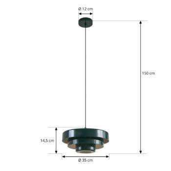 Lindby závesné svietidlo Tivra, zelené, Ø 35 cm, kov, E27