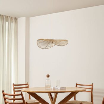 Lindby závesné svietidlo Valdorin, béžové, papier, dĺžka 75 cm