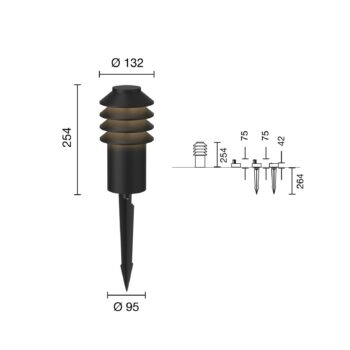 Louis Poulsen Bysted 25 ground spike black 930