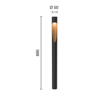 Louis Poulsen Flindt 827 70cm čierna zemná lampa 24V