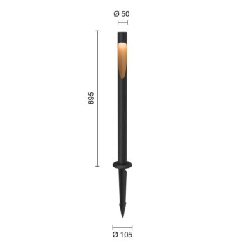 Louis Poulsen Flindt 830 70cm čierna zemná lampa 24V