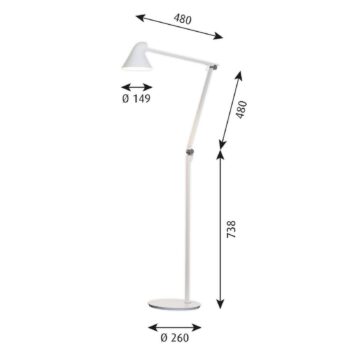 Louis Poulsen NJP stojaca LED lampa 3 000 K biela