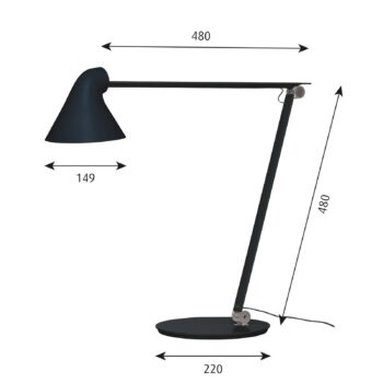 Louis Poulsen NJP stolová lampa 3 000 K čierna