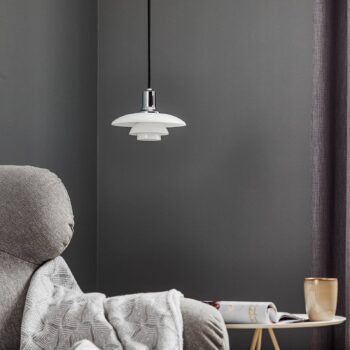 Louis Poulsen PH 2/1 sklenená závesná lampa, chróm