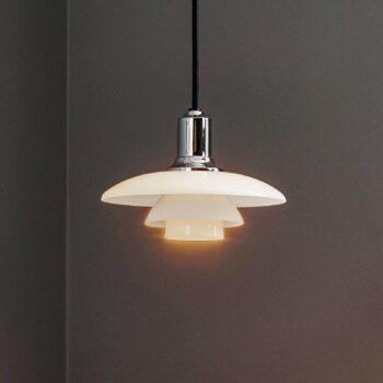 Louis Poulsen PH 2/1 sklenená závesná lampa, chróm
