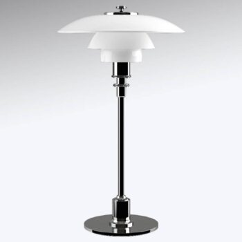 Louis Poulsen PH 2/1 stolná lampa, chróm s leskom