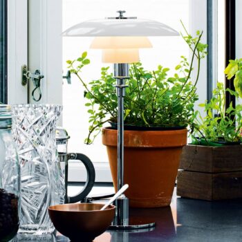 Louis Poulsen PH 2/1 stolná lampa, chróm s leskom