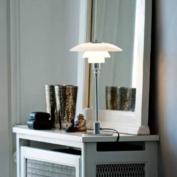 Louis Poulsen PH 2/1 stolná lampa, chróm s leskom
