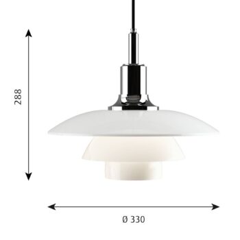 Louis Poulsen PH 3 1/2-3 sklenená lampa chróm