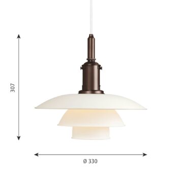 Louis Poulsen PH 3 1/2-3 závesná lampa meď/biela