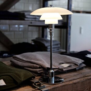 Louis Poulsen PH 3/2 stolná lampa, chróm s leskom