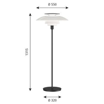 Louis Poulsen PH 80 stojaca lampa, biela/čierna