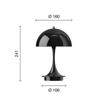 Louis Poulsen Panthella Portable 160 V3, nepriehľadná čierna