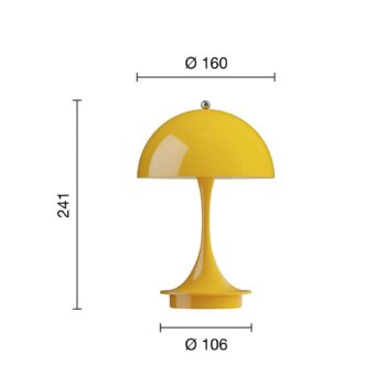 Louis Poulsen Panthella Portable 160 V3, nepriehľadná žltá