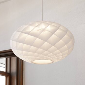 Louis Poulsen Patera Oval závesné E27 biela Ø 50cm