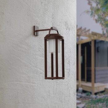 Lucande 2 v 1 LED solárne nástenné svietidlo Tilena, hrdza, okrúhle, hliník