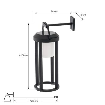 Lucande 2 v 1 LED solárne svetlo Tilena, čierne, okrúhle, hliník