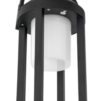 Lucande 2 v 1 LED solárne svetlo Tilena, čierne, okrúhle, hliník