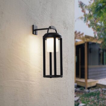 Lucande 2 v 1 LED solárne svetlo Tilena, čierne, okrúhle, hliník