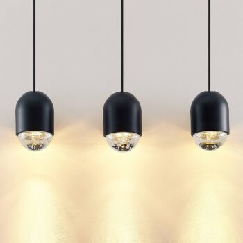Lucande Amielle závesná lampa, 3-plameňová, čierna