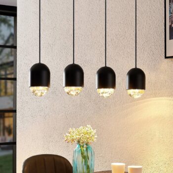 Lucande Amielle závesná lampa, 4-pl., čierna