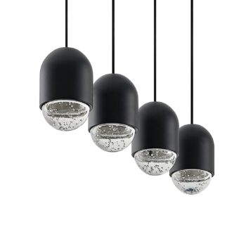Lucande Amielle závesná lampa, 4-pl., čierna