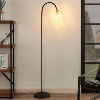 Lucande Anjita, stojaca lampa, sklené tienidlo