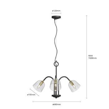 Lucande Anjita závesná lampa/sklené tienidlá/3 sv.