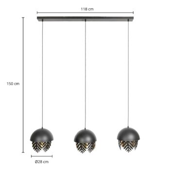Lucande Aparas závesná lampa listového vzhľadu, trojsvetlíková