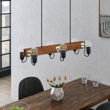 Lucande Becky závesná lampa 6-plameňová, čierna