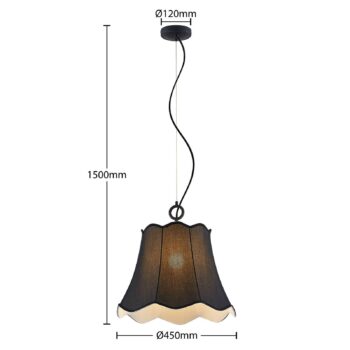 Lucande Binta závesná lampa, 1-plameňová, čierna