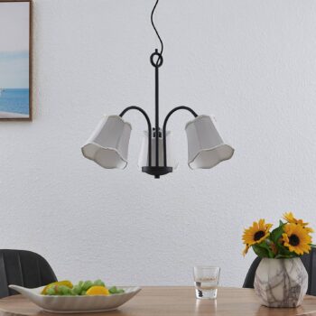 Lucande Binta závesná lampa, 3-pl., striebrosivá