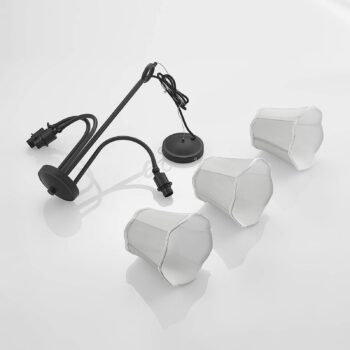 Lucande Binta závesná lampa, 3-pl., striebrosivá