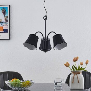 Lucande Binta závesná lampa, 3-plameňová, čierna