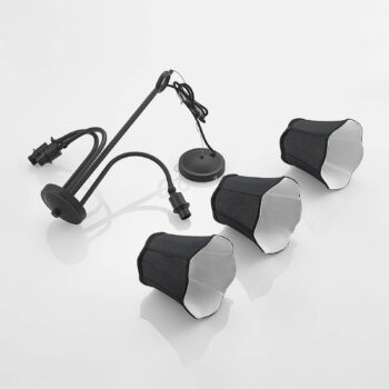 Lucande Binta závesná lampa, 3-plameňová, čierna