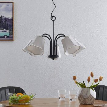 Lucande Binta závesná lampa, 5-pl., striebrosivá
